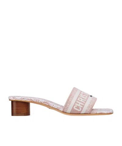 Dior Dway Belt With Sandals In Peach Blossom Pink And White