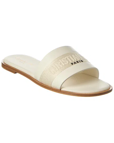Dior Dway Canvas & Leather Sandal In White