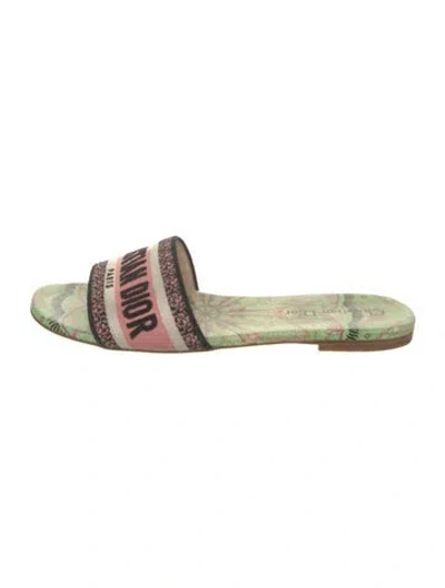 Pre-owned Dior Dway Canvas Flats In Green