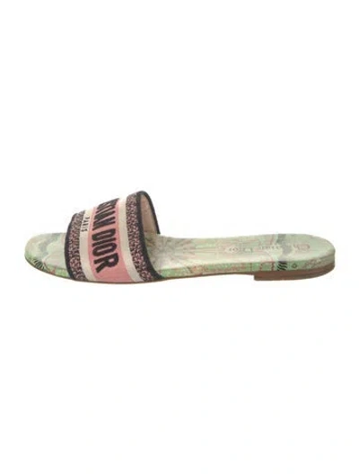 Pre-owned Dior Dway Canvas Slides In Green