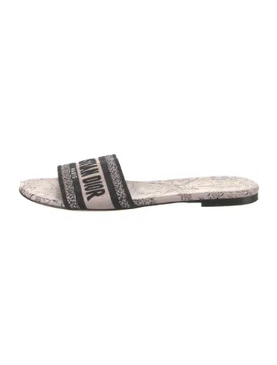 Pre-owned Dior Dway Canvas Slides In Neutrals