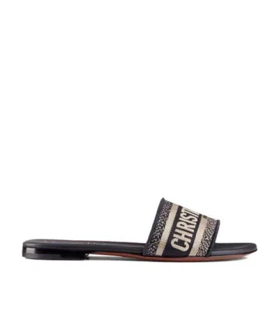 Dior Dway Embroidered Sandals In Blue
