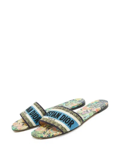 Pre-owned Dior Dway Flat Sandals In Blue