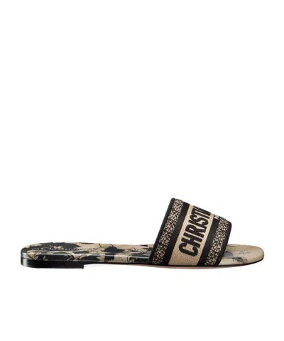 Dior Dway Flat Slippers In Black