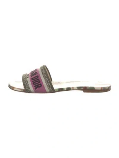 Pre-owned Dior Dway Jacquard Slides In Green