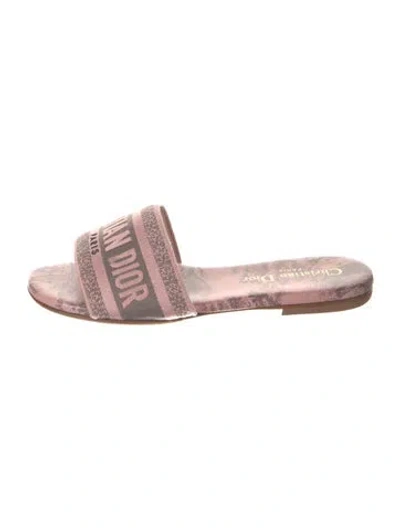 Pre-owned Dior Dway Printed Slides In Pink