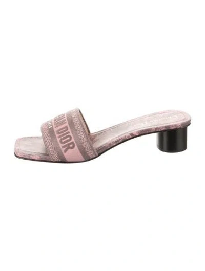 Pre-owned Dior Dway Printed Slides In Pink
