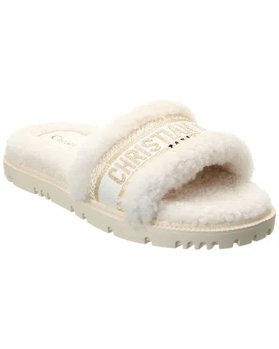 Dior Dway Shearling Sandal In White