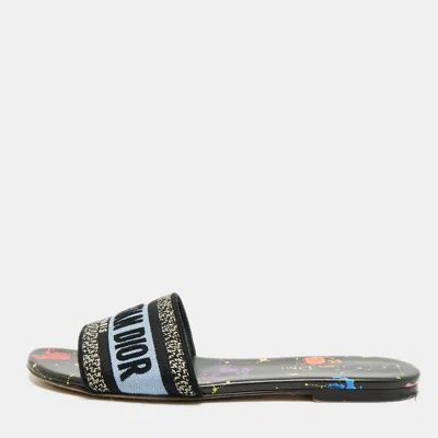 Pre-owned Dior Dway Size 37.5 Multicolor Canvas Flat Slides