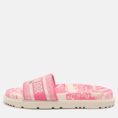 Pre-owned Dior Dway Size 38.5 Pink Canvas Sandals