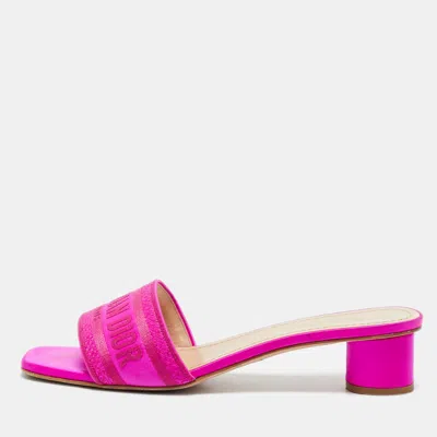 Pre-owned Dior Dway Size 41 Pink Satin Slide Sandals