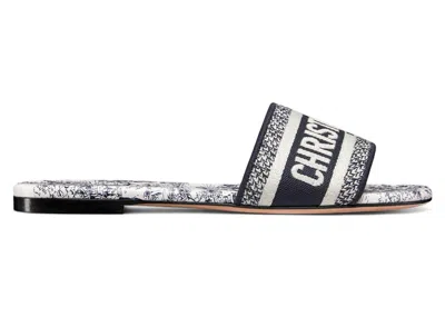 Pre-owned Dior Dway Slide Embroidered (women's) Sneakers In Deep Blue