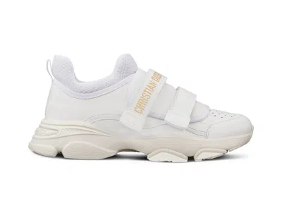 Pre-owned Dior Dwonder Low Calfskin (women's) Sneakers In White/gold