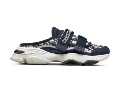 Pre-owned Dior Dwonder Slide Technical Fabric (women's) Sneakers In Deep Blue/white/ Oblique