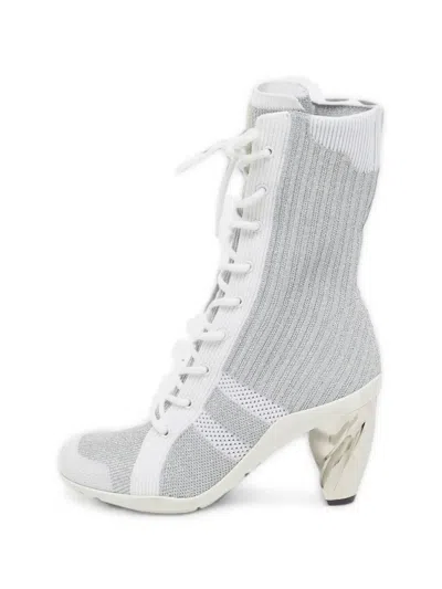 Pre-owned Dior D-zenith Lace-up Ankle Boots In Silver