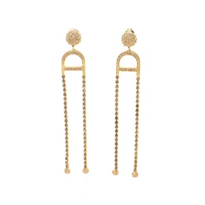 Dior Earrings Gp Rhinestone Gold Clear