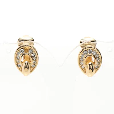 Dior Earrings Gp Rhinestone Gold Clear In Multi