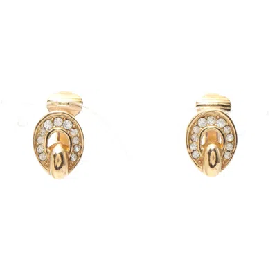 Dior Earrings Gp Rhinestone Gold Clear In Multi