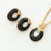 DIOR EARRINGS NECKLACE GP RHINESTONE GOLD CLEAR 2 PIECE SET