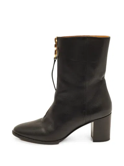 Pre-owned Dior Effrontee Leather Ankle Boots In Black