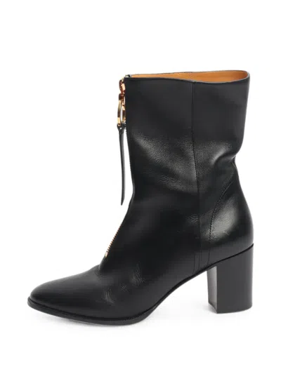 Pre-owned Dior Effrontee Zip-up Heeled Ankle Boots In Black