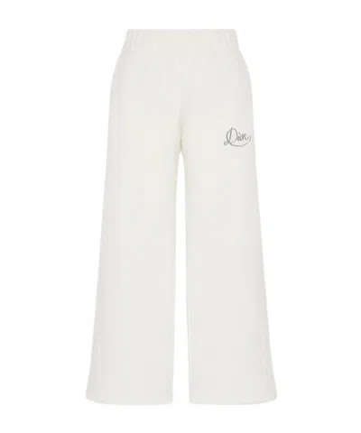 Dior Elastic Waist Sports Pants In White