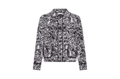 Dior Elegant White And Black Butterfly Motif Cropped Jacket For Women