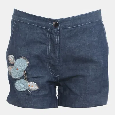Pre-owned Dior Embellished Denim Short It 38 In Blue