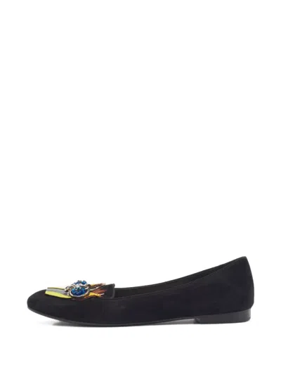 Pre-owned Dior Embellished Flat Pumps In Black
