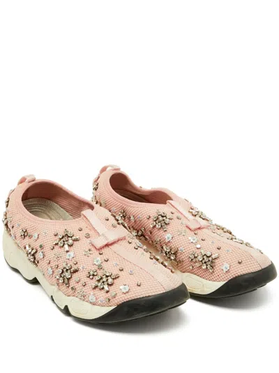 Pre-owned Dior Embellished Mesh Sneakers
