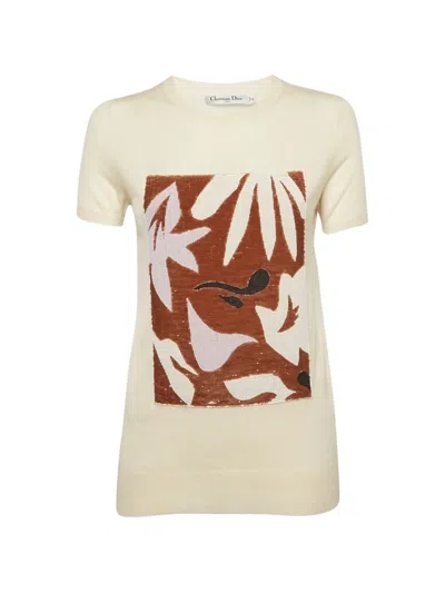 Pre-owned Dior Embellished T-shirt In Neutral