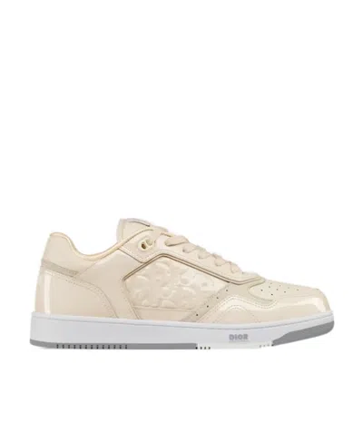 Dior Embossed Lace-up Low-top Sneakers In Nude