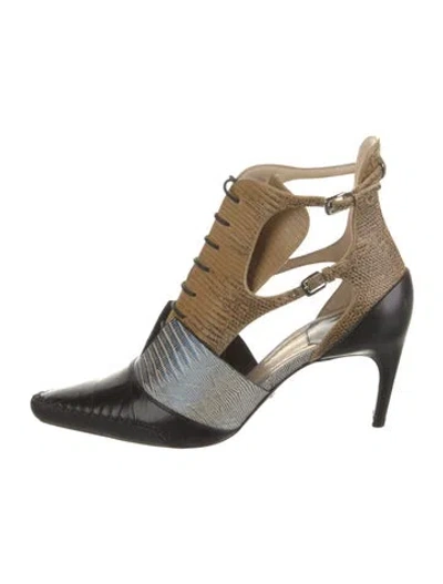 Pre-owned Dior Embossed Leather Animal Print D'orsay Pumps In Neutral