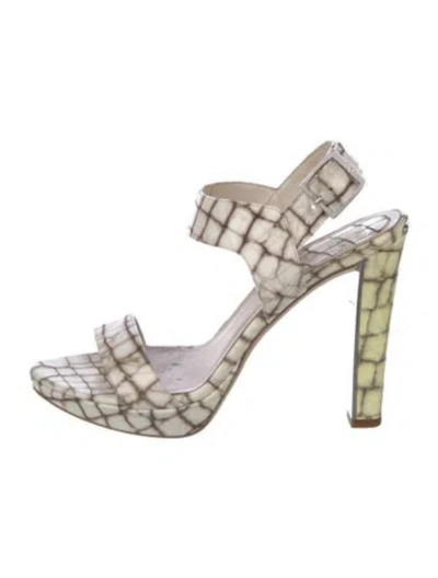 Pre-owned Dior Embossed Leather Animal Print Slingback Sandals In Neutral