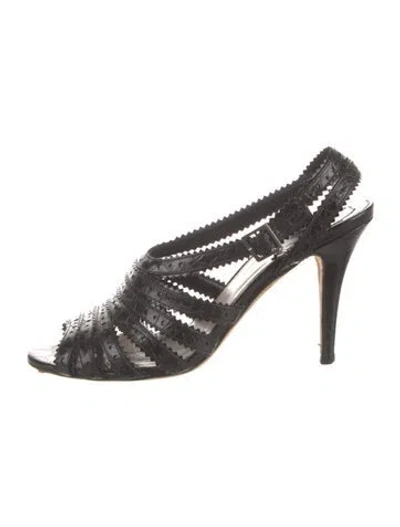 Pre-owned Dior Embossed Leather Lasercut Accents Slingback Pumps In Black