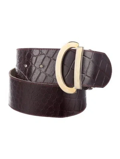 Pre-owned Dior Embossed Leather Waist Belt In Purple