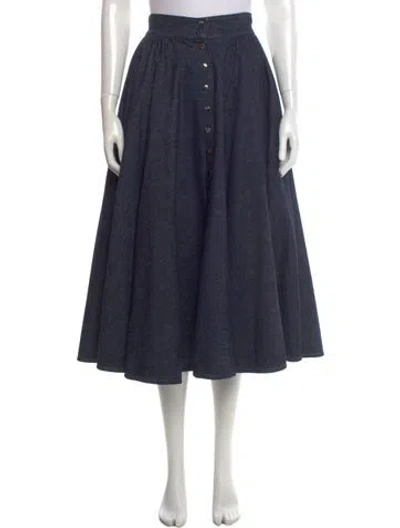 Pre-owned Dior Embroidered Accent Midi Length Skirt In Blue