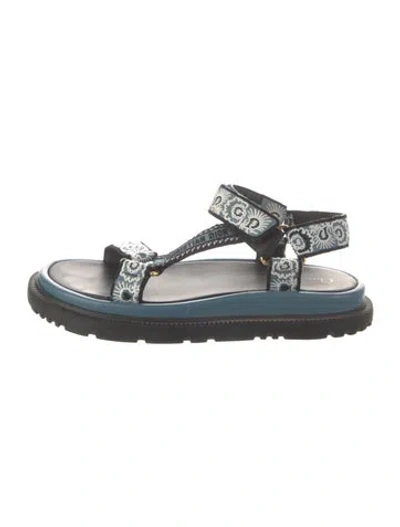 Pre-owned Dior Embroidered Accent Sandals In Blue