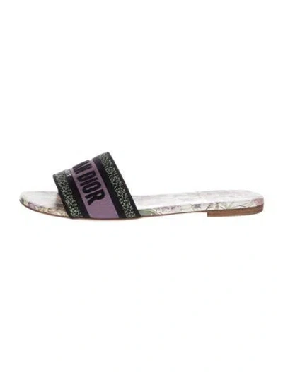 Pre-owned Dior Embroidered Accent Slides In Purple