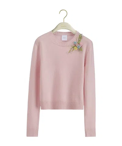 Dior Embroidered Bouquet Sweater In Pink