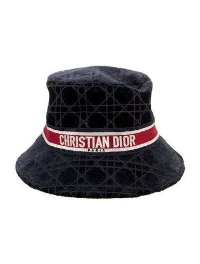 Pre-owned Dior Embroidered Bucket Hat In Blue