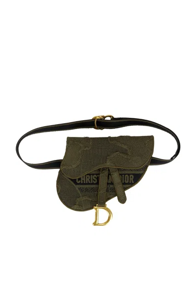 Pre-owned Dior Embroidered Camouflage Saddle Belt Bag In Brown