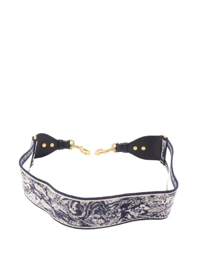 Pre-owned Dior Embroidered Canvas Shoulder Strap In Blue