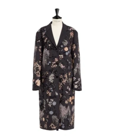 Dior Embroidered Coat In Black