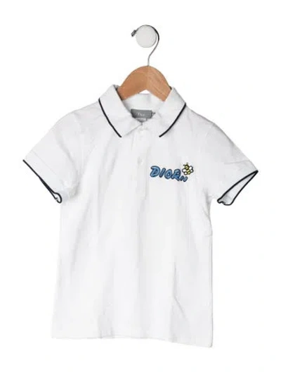 Pre-owned Dior Kids' Embroidered Collared Short Sleeve Top In White