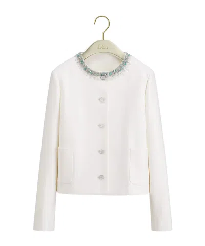 Dior Embroidered Cropped Jacket In White
