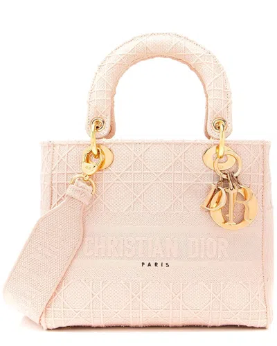 Dior Embroidered Lady D-lite Medium Tote (authentic Pre-loved) In Pink