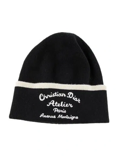 Pre-owned Dior Embroidered Logo Beanie In Black