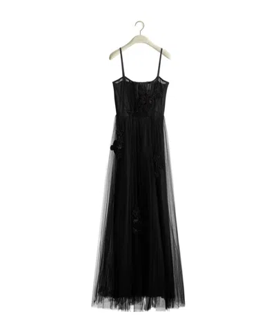 Dior Embroidered Long Dress In Black