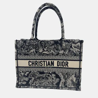 Pre-owned Dior Embroidered Medium Book Tote Bag In Blue